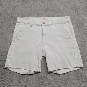 Levi's Shorts Womens 28 White blue Striped Casual White Tab Cut Off Outdoor Logo